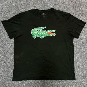 Lacoste Black Tee with Modern ‘Croc’ Graphic